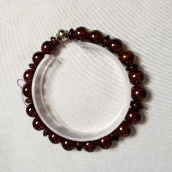 Hand Crafted Bracelet Brown Stretch Beaded Unisex - Picture 2 of 6